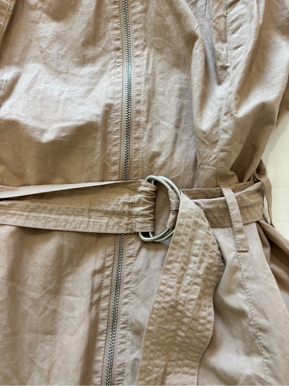 NWT Love The Label L Khaki Tan Strapless Midi Utility Dress Belted 100% Cotton - Picture 15 of 16